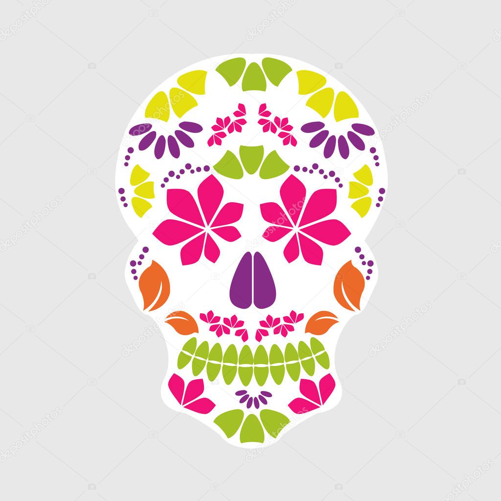 Calavera sugar skull Day of the dead floral skull
