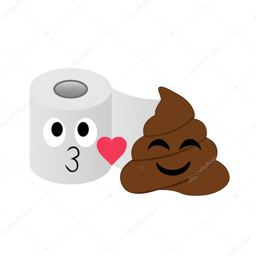 Poop and toilet tissue couple showing love