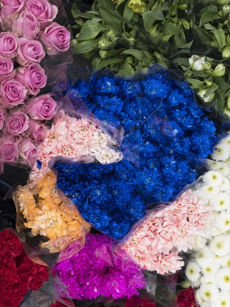 Fresh cut flowers at a farmers market