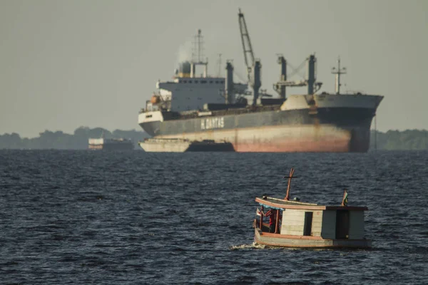 Amazon River Port Region Manaus City Small Ship Container Ship — Stock Photo, Image