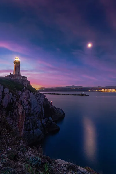 Faro di Aviles all'ingresso del fiume — Foto Stock