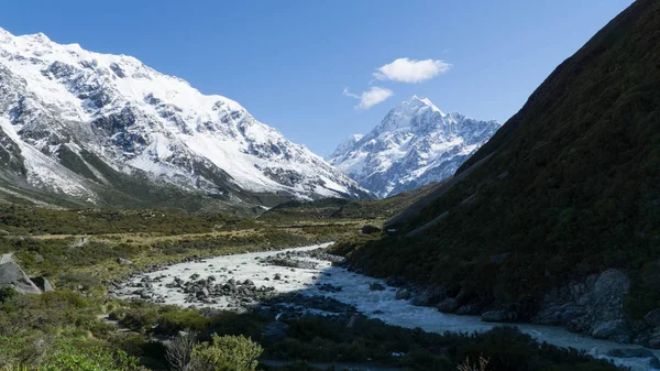 Vista Del Pico Más Alto Nueva Zelanda Cocinero Hooker Valley — Foto de Stock