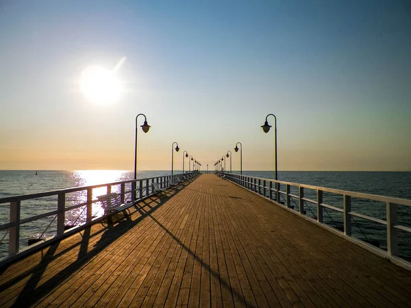 Sunrise Pier Gdynia Poland Beautiful Polish Nature Baltic Sea Summer — Stock Photo, Image