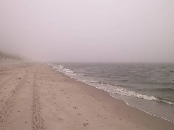 Zona Costera Frío Día Niebla Lazy Tiempo Tormentoso Costa Del —  Fotos de Stock