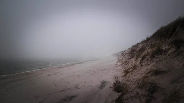 Zona Costera Frío Día Niebla Lazy Tiempo Tormentoso Costa Del —  Fotos de Stock