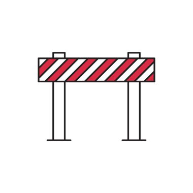Yol bloğu işaret, trafik bariyeri vektör çizim