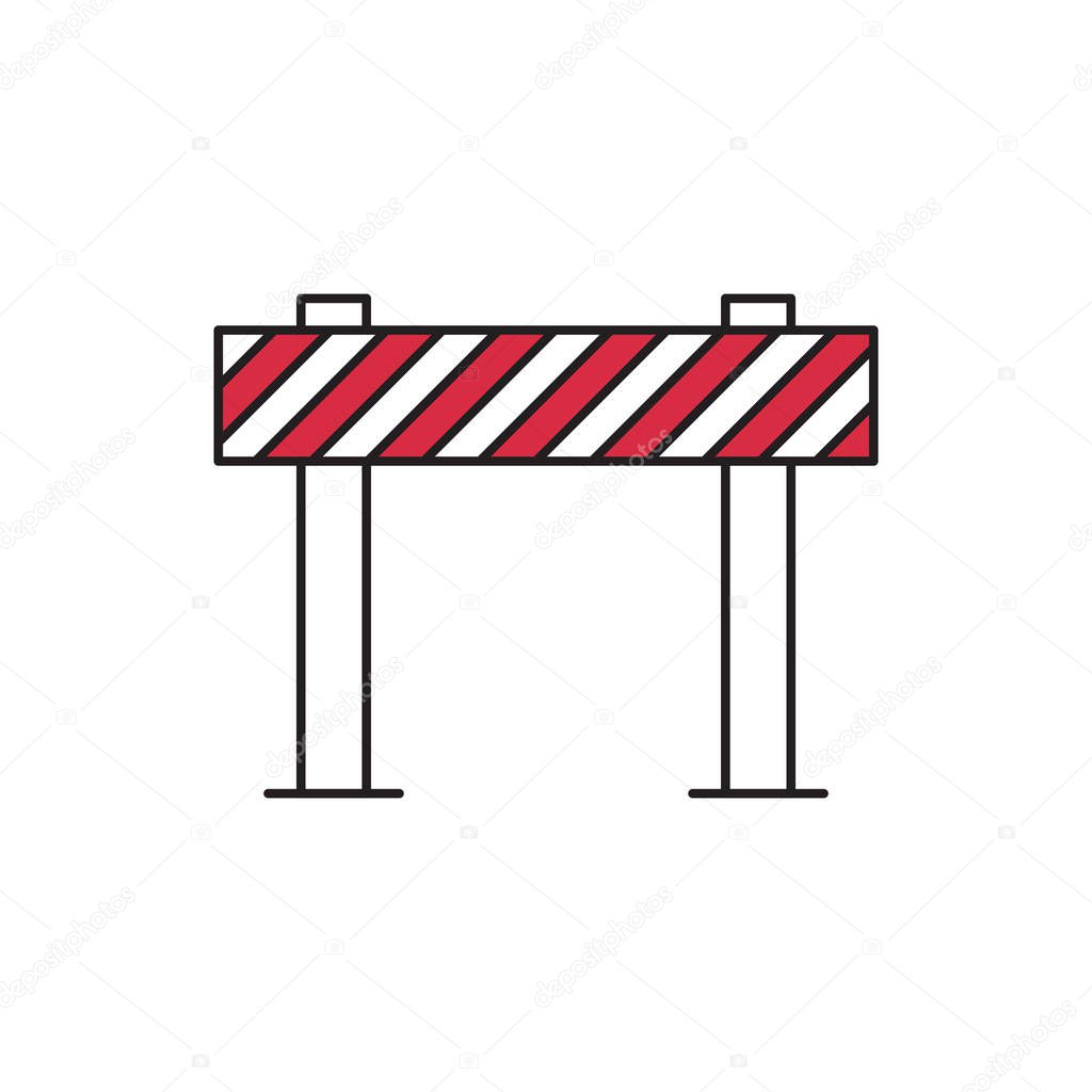 Road Block Sign, Traffic Barrier Vector Illustration