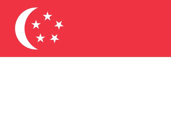 Vektör görüntü Singapur bayrağı. Resmi ve kesin Singapur bayrak boyutları (3:2) ve renk (beyaz ve 032 c tabanlı)