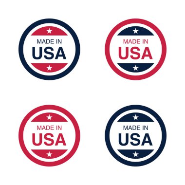 ABD (Amerika Birleşik Devletleri) işaretler, Etiketler ve amblemler vektör çizim kümesinde Made.