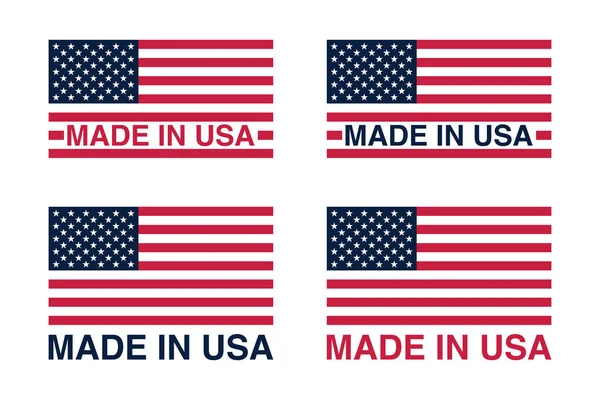 Conjunto Letreros Etiquetas Emblemas Made Usa Estados Unidos América Vector — Vector de stock