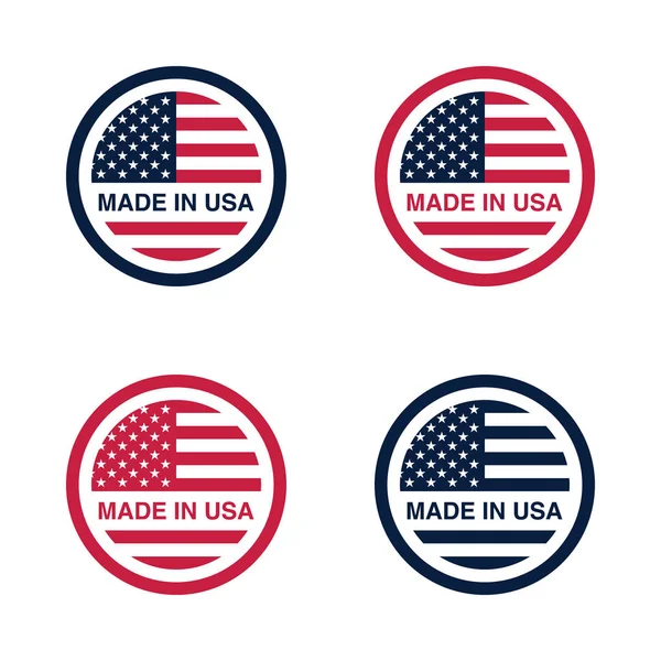 Set Made Usa United States America Signs Labels Emblems Vector — Stock Vector