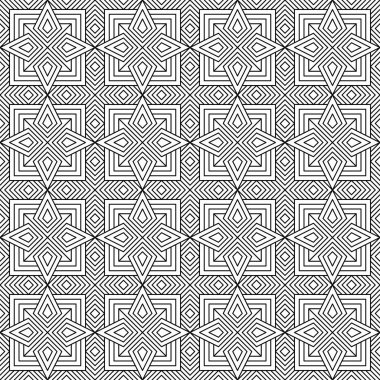 Kesintisiz geometrik desen siyah ve beyaz vektör çizim, Soyut doku grafik tasarım arka plan