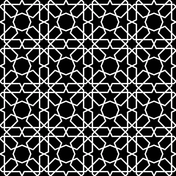 シームレスなイスラム パターン黒と白のベクトル イラスト 抽象的なイスラム テクスチャ グラフィック デザインの背景 — ストックベクタ