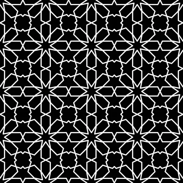 シームレスなイスラム パターン黒と白のベクトル イラスト 抽象的なイスラム テクスチャ グラフィック デザインの背景 — ストックベクタ