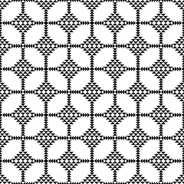 シームレスな黒と白の三角形モザイク パターン 抽象的な幾何学的な三角形の背景 — ストックベクタ