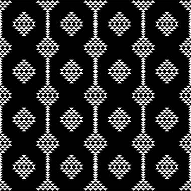 Sorunsuz siyah ve beyaz üçgen mozaik desenleri, soyut geometrik üçgen arka plan.