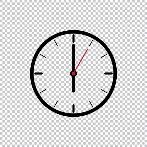 六点钟平面图标设计模板在透明背景上独立插图 白色和红色时钟图标矢量插图 — 图库矢量图片
