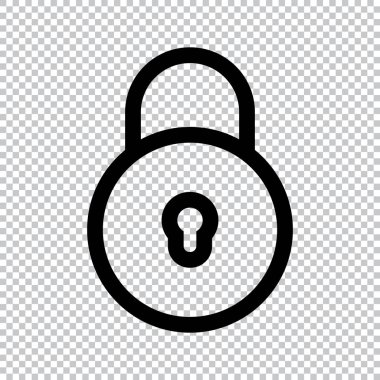 Saydam arka planda izole edilmiş kilit simgesi düz stil, Güvenlik asma kilit sembolü vektör çizim tasarımı.