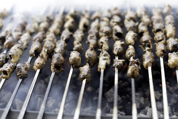 Shish Kebab Barbecue Delicious Grilled Lamb Meat Skewers — Stock Photo, Image