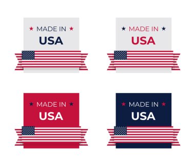 Amerika Birleşik Devletleri ulusal bayrağından esinlenerek, iş ve ürün afişi arka planı için ideal ABD etiket tasarım vektör illüstrasyonunda yapılmıştır.
