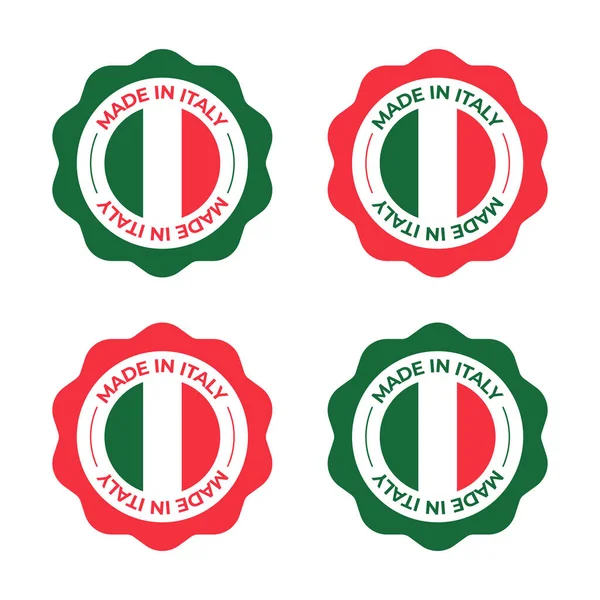 Tillverkad Italien Vektor Design Illustration Ikonen Emblem Med Röd Och — Stock vektor