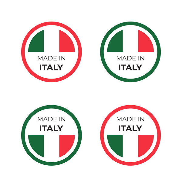 Made in Italy product symbol vector illustration design of italian badge and emblem inspired by concept of red and green national flag