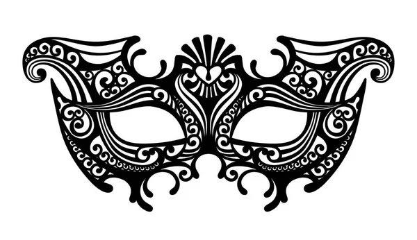 Černá Silueta Dekorativní Karneval Benátské Masky Izolované Bílém Vektorové Ilustrace — Stockový vektor