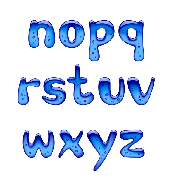 青ゲル 氷と白で隔離キャラメル アルファベット小文字のセット ベクトル図 — ストックベクタ