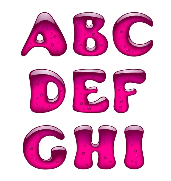 ピンクのゲルの白で隔離キャラメル アルファベット大文字セット ベクトル図 — ストックベクタ