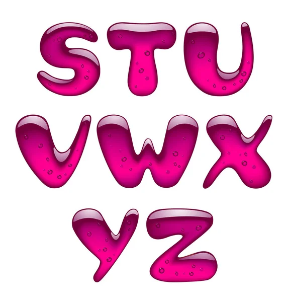 ピンクのゲルの白で隔離キャラメル アルファベット大文字セット ベクトル図 — ストックベクタ
