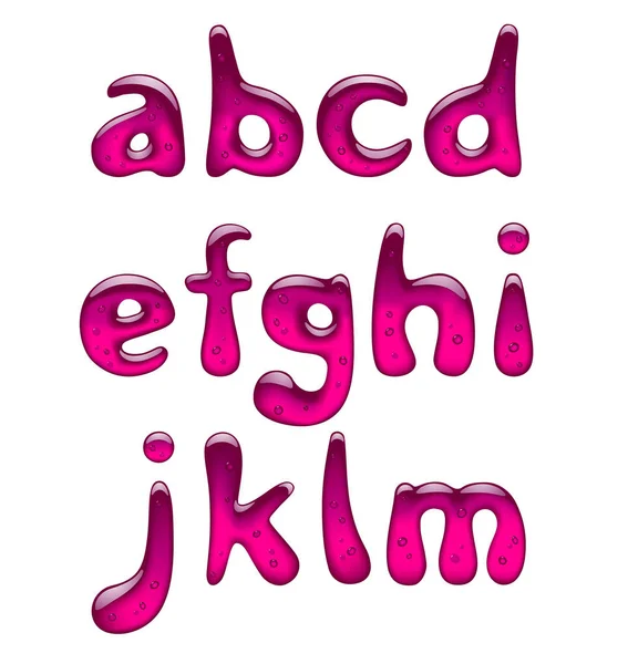 Ensemble Petites Lettres Gel Rose Alphabet Caramel Isolées Sur Blanc — Image vectorielle