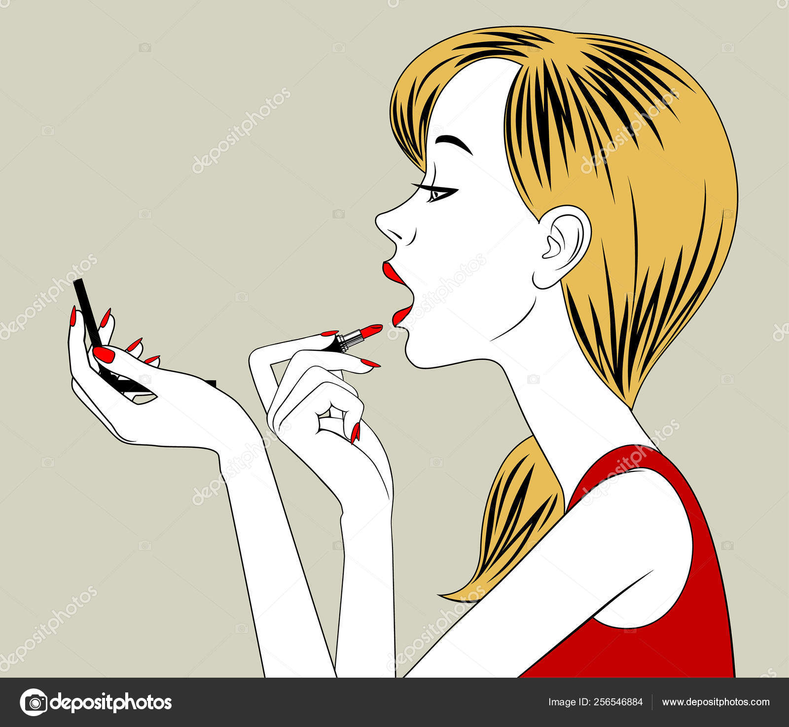 Blonde Girl Half Face Rouge Lips With Red Lipstick In Hand Stock Vector Image By C Maystra Blonde Girl Half Face Rouge Lips With Red Lipstick In Hand Stock Vector Image By C Maystra
