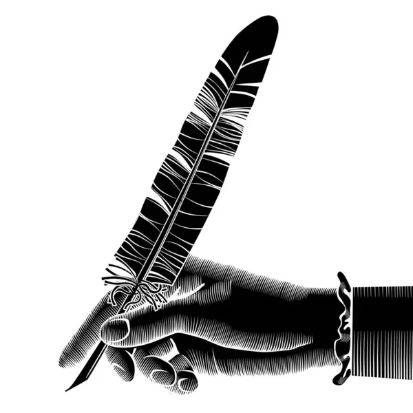 Silhueta preta de mão feminina com uma caneta —  Vetores de Stock