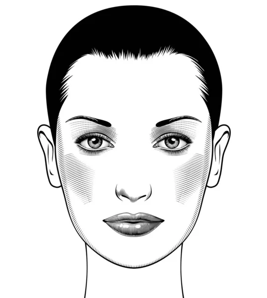 Kobieta pełna twarz na białym tle — Wektor stockowy