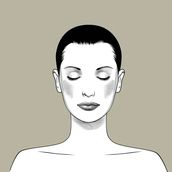 Cara femenina con los ojos cerrados — Archivo Imágenes Vectoriales