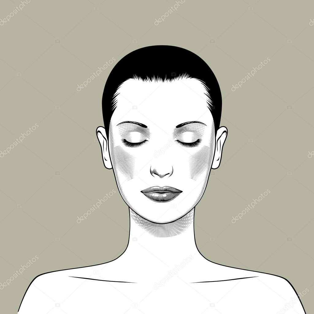 Female face with closed eyes