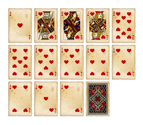 Jouer aux cartes de Coeurs costume dans un style vintage — Image vectorielle