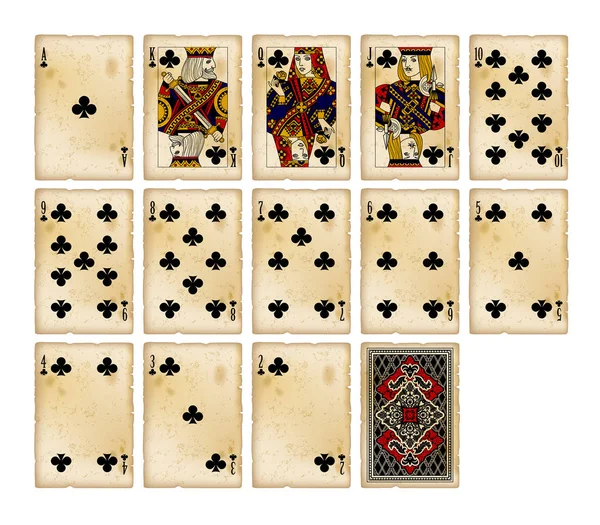 Hraní karet klubů ve stylu ročníku — Stockový vektor