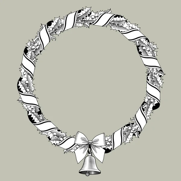 Çan ve kurdele ile Holly çelenk