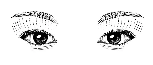 Vintage stylisé dessin des yeux de fille orientale — Image vectorielle