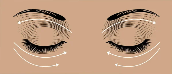 Masaje facial instrucciones ojos — Archivo Imágenes Vectoriales