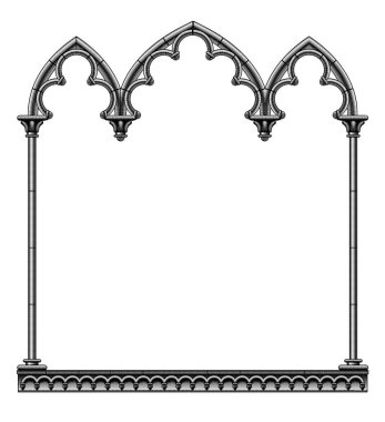 Siyah gotik dekoratif çerçeve beyaz üzerine izole