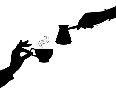 Kahve fincanı ve Arap Türkleriyle kadın eli..