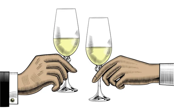 Ruce držící sklenic šampaňského. — Stockový vektor