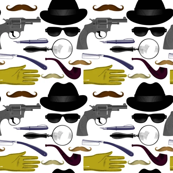 Dedektif Için Kusursuz Bir Özgeçmiş Şapka Tüttürme Borusu Eldivenler Büyüteç — Stok Vektör