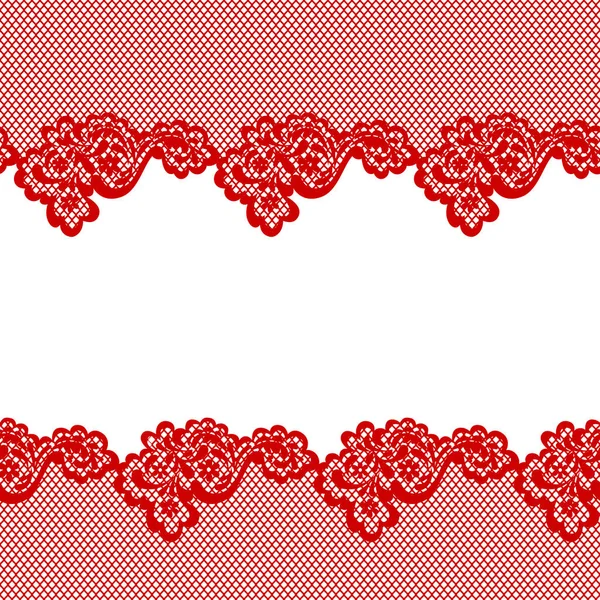 Bordure Horizontale Sans Couture Dentelle Rouge Avec Ornement Décoratif Grille — Image vectorielle