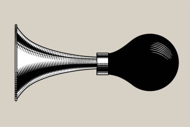 Retro car horn. Vintage engraving stylized drawing. Vector illustration clipart
