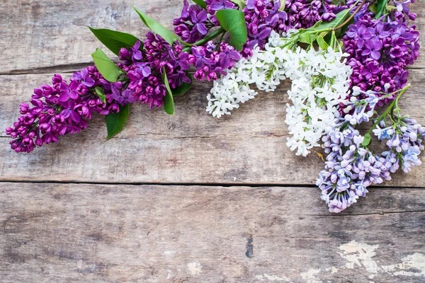 Lilac Flowers Wooden Background — Stock Photo, Image