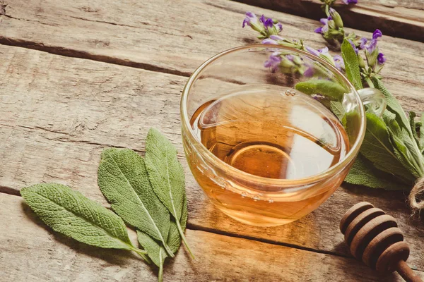 Herbal Tea Sage Background Close — Stock Photo, Image