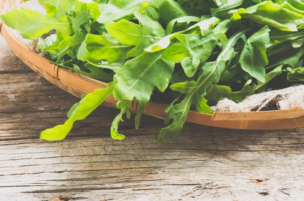 Arugula Folhas Fundo Close — Fotografia de Stock